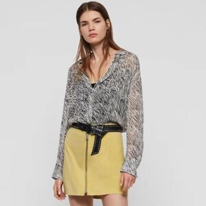 All Saints Bernie Zed Zebra Print Sheer Shirt